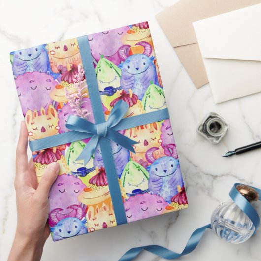 Schattigee Waterverf Monsters Cadeaupapier (Geschenken)