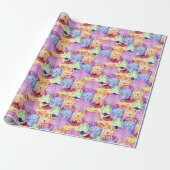 Schattigee Waterverf Monsters Cadeaupapier (Uitgerold)