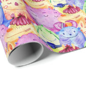 Schattigee Waterverf Monsters Cadeaupapier (Rol Hoek)