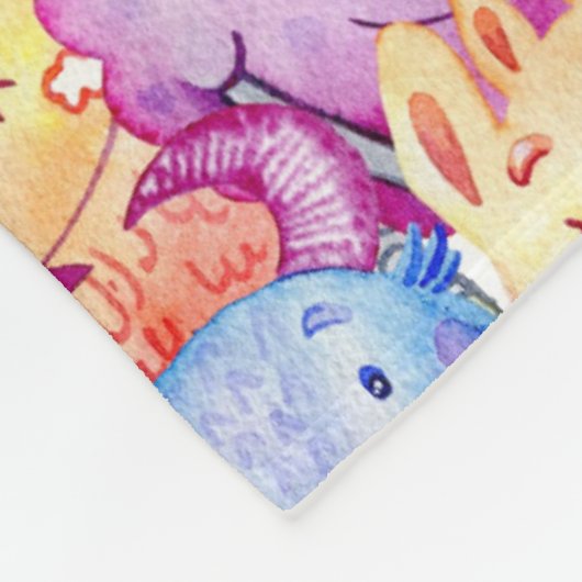 Schattigee Waterverf Monsters Fleece Deken (Hoek)