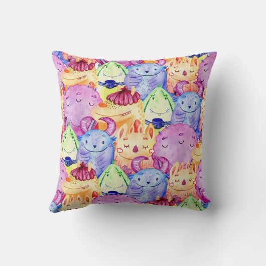 Schattigee Waterverf Monsters Kussen (Achterkant)