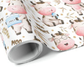 Schattigee Waterverf Moo Moo Koeien en Melk Cadeaupapier (Rol Hoek)