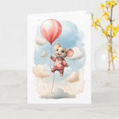 Schattigee Waterverf Mouse Drijvend in de Air Blan Kaart (Gele Bloem)