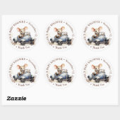 Schattigee Waterverf Mouse in Blue Car Baby shower Ronde Sticker (Vel)