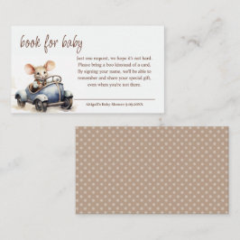 Schattigee Waterverf Mouse in Blue Car Book voor B Informatiekaartje