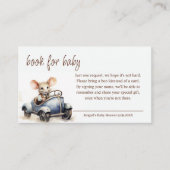 Schattigee Waterverf Mouse in Blue Car Book voor B Informatiekaartje (Voorkant)