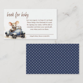 Schattigee Waterverf Mouse in Blue Car Book voor B Informatiekaartje