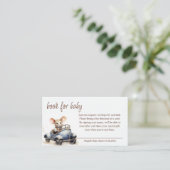 Schattigee Waterverf Mouse in Blue Car Book voor B Informatiekaartje (Staand voorkant)