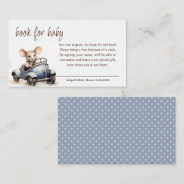 Schattigee Waterverf Mouse in Blue Car Book voor B Informatiekaartje