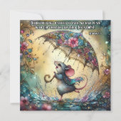 Schattigee Waterverf Muis Regen Paraplu Pasen Feestdagenkaart (Voorkant)