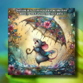 Schattigee Waterverf Muis Regen Paraplu Pasen Feestdagenkaart