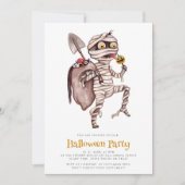 Schattigee waterverf mummie halloween Invitation Kaart (Voorkant)