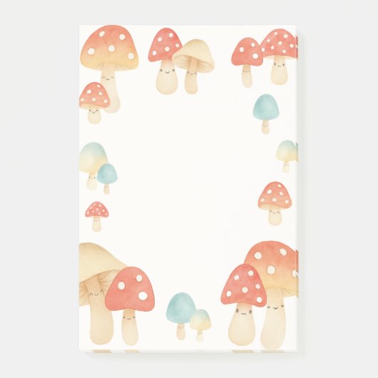 Schattigee Waterverf Mushroom Memo Pad Post-it® Notes (Voorkant)