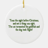 Schattigee Waterverf Naughty Cat & Goldfish, Funny Keramisch Ornament (Achterkant)