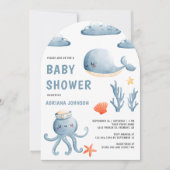 Schattigee Waterverf Nautische Boog Baby shower Kaart (Voorkant)