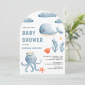 Schattigee Waterverf Nautische Boog Baby shower Kaart (Staand voorkant)