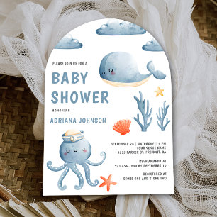 Schattigee Waterverf Nautische Boog Baby shower Kaart