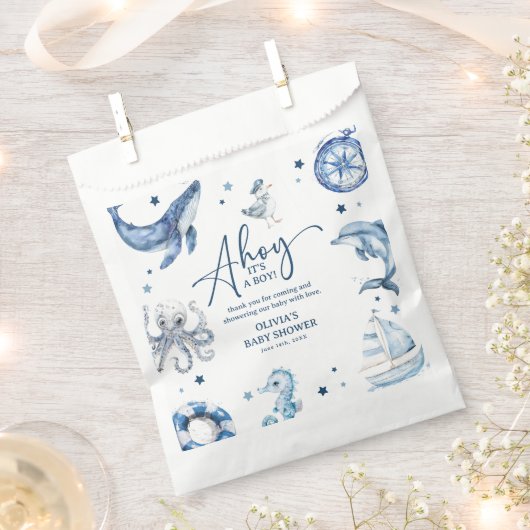 Schattigee Waterverf nautische jongen Baby shower Bedankzakje (Geknipt)