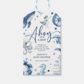Schattigee Waterverf nautische jongen Baby shower  Cadeaulabel (Voorkant)