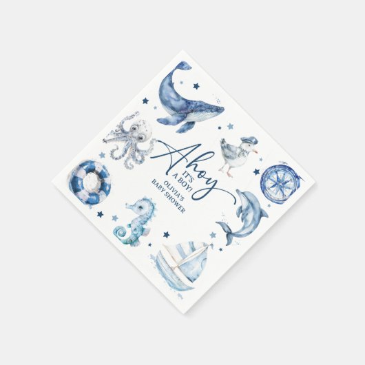 Schattigee Waterverf nautische jongen Baby shower Servet (Hoek)