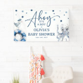 Schattigee Waterverf nautische jongen Baby shower Spandoek (Insitu)