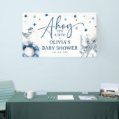 Schattigee Waterverf nautische jongen Baby shower Spandoek (Beurs)