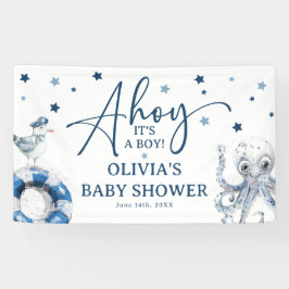 Schattigee Waterverf nautische jongen Baby shower Spandoek