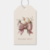 Schattigee waterverf Nest Baby shower Dank u Cadeaulabel (Voorkant)