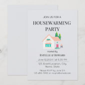 Schattigee Waterverf New Home Housewarming Party Kaart (Voorkant / Achterkant)