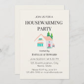 Schattigee Waterverf New Home Housewarming Party Kaart (Voorkant / Achterkant)