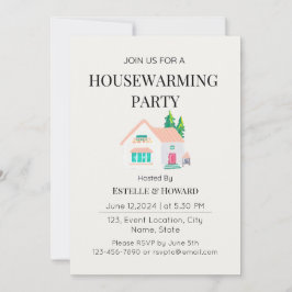 Schattigee Waterverf New Home Housewarming Party Kaart