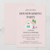 Schattigee Waterverf New Home Housewarming Party Kaart (Voorkant / Achterkant)