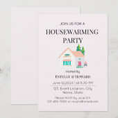 Schattigee Waterverf New Home Housewarming Party Kaart (Voorkant / Achterkant)