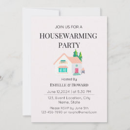 Schattigee Waterverf New Home Housewarming Party Kaart