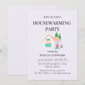 Schattigee Waterverf New Home Housewarming Party Kaart (Voorkant / Achterkant)