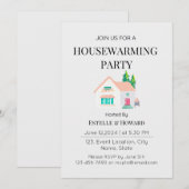 Schattigee Waterverf New Home Housewarming Party Kaart (Voorkant / Achterkant)