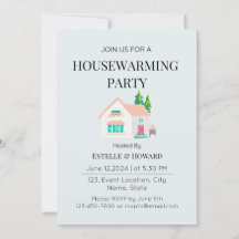 Schattigee Waterverf New Home Housewarming Party