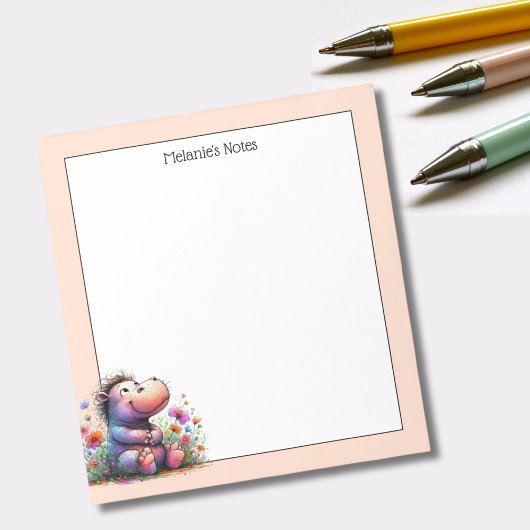 Schattigee Waterverf nijlpaard Notitieblok