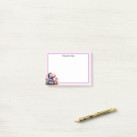 Schattigee Waterverf nijlpaard Post-it® Notes (Op bureau)