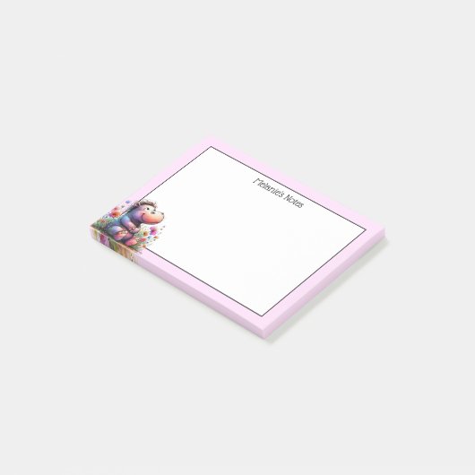 Schattigee Waterverf nijlpaard Post-it® Notes (Schuin)