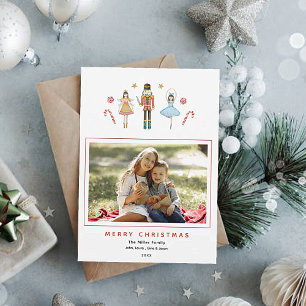 Schattigee waterverf notenkraker Foto Kerst Feestdagenkaart