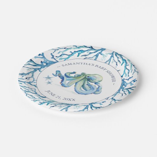Schattigee Waterverf Octopus Gepersonaliseerde pap Papieren Bordje (Gekanteld)