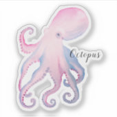 Schattigee waterverf octopus sticker (Voorkant)