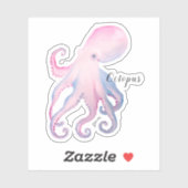 Schattigee waterverf octopus sticker (Vel)