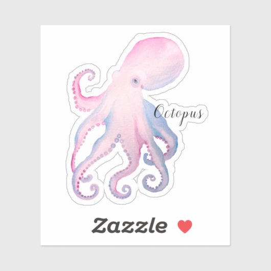 Schattigee waterverf octopus sticker (Vel)
