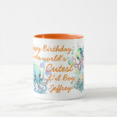 Schattigee Waterverf Octopus Two Toned Sinaasappel Mok (Midden)