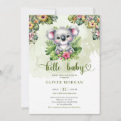 Schattigee waterverf oerwoud baby koala tropische kaart (Voorkant)