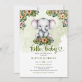 Schattigee waterverf oerwoud baby olifant tropisch kaart (Voorkant)