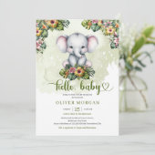 Schattigee waterverf oerwoud baby olifant tropisch kaart (Staand voorkant)