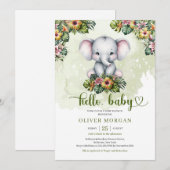 Schattigee waterverf oerwoud baby olifant tropisch kaart (Voorkant / Achterkant)